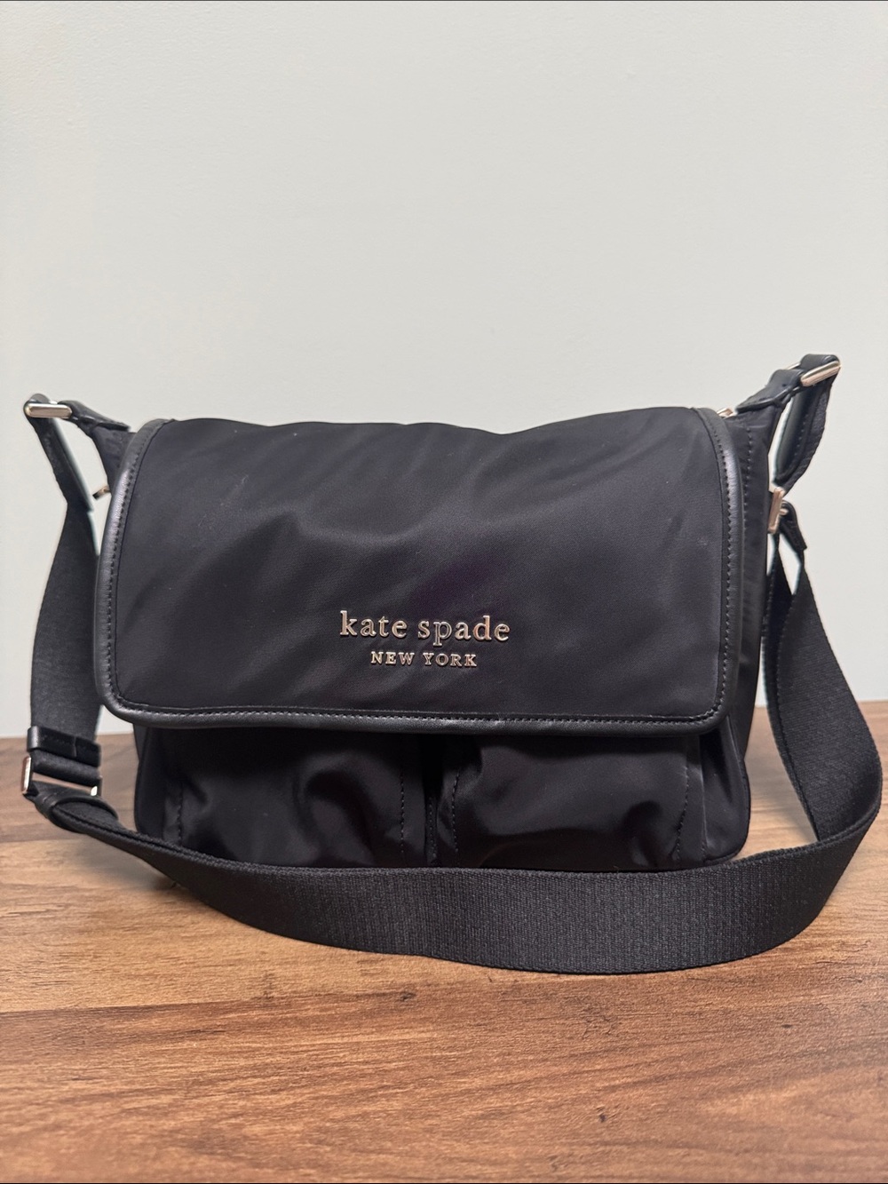 Kate Spade The Little Better Sam  Nylon Medium Messenger Bag Black